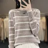 Frauen Gestreiften Langarm Pullover Rundhals Herbst Winter Neue Gestrickte Bodenbildung Shirt