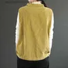 Coletes femininas mulheres retro veludo casual solto sem mangas bolsos único breasted cardigan colete primavera outono sólido colete feminino roupas l230922