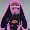 BeanieSkull Caps Mode Gezichtsmaskers Halsbeenkap Gebreide Muts Dames Winter Bivakmuts Wollen Caps Konijnenoren Cosplay Feesthoed voor Tiener Volwassen Universele Dame Headd