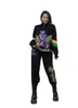 Женские брюки из двух предметов, 2 шт., блестящий костюм со стразами, женский свитер большого размера с капюшоном, длинные брюки, осень-зима, вязаный Conjunto De Ropa