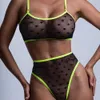 Set sexy Lingerie a pois Colore a contrasto Pizzo trasparente Reggiseno e slip Set Senza cuciture Intimo sexy Senza censura Abiti Bilizna 230808