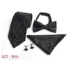 Bow Ties Men Fashion Paisley Floral Bowtie Slitte Hanky ​​Pocket Square Cufflinks Set BWTHZ0301 230922