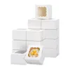 Opakowanie prezentów 10pcs Kraft Paper Candy Box Favor Pvc okno ciastka ciasteczka pudełka