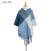 Scarves European And American Style 2023 Autumn Winter Women's Shawl Thick Tassel Yarn Large Plaid Cloak Jh31