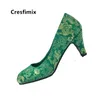 Robe chaussures Marlisasa femmes mignon léger vert motif floral sans lacet pompes à talons hauts dames décontracté mariage rouge broderie H5519 230921