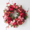 Fleurs décoratives 40CM hortensia artificielle macrophylla pivoine boucles d'oreilles plantes pour mariage fête de noël décoration de fond