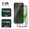 Premiumkvalitetsskärmsskärmskydd för iPhone 15 Pro Max Plus Anti-Spy Hempered Glass Film 9H 2.5D Case Friendly With Package