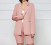 Fatos femininos viajando moda sólida manga longa blazer casual shorts conjunto mulher roupas de duas peças terno roupas para mulher