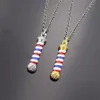 Pendentif Colliers Barber Shop Pole 3D Collier Luxueux Longue Chaîne Coiffeur Souvenir Collier Jewelry279P