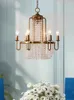 Lâmpadas pendentes de cristal antigas americanas Lustre de luxo francês Luminária pendente de ouro Lâmpadas suspensas para decoração de sala de teto Decoração de iluminação interna para casa
