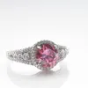 Bröllopsringar Original S925 Silverring med 2 karat 8mm rosa färgrundform 3ex VVS Gemstone Female Dating Gift 230922