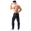 Calças masculinas Sexy Homens Brilhantes Couro Falso Alta Elastic Calças Apertadas Skinny Legging Lápis Fetiche Club Wear