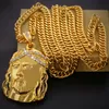 Naszyjniki wiszące złoto duży Jezus Penddant Naszyjnik dla mężczyzn kobiety i 29 53 -calowa długość łańcucha biżuteria biodra 265U
