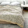 Blankets Cotton Muslim Bedding Blanket Home Bed Sofa Plaid Bedspread Kid Room Sheet Travel Journey HKD230922