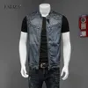 Herenvesten 2023 Hemdje Denim Vest Heren Mouwloos Jeansjasje Gepersonaliseerde Motorfiets Hiphop Streetwear Vesten Ritszakken 230922