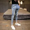 Erkekler Kot Erkek İlkbahar Yaz 2022 Koreli İnce Skinny Jeans Erkek Kovboy Öğrenci Pantal Pantolon Pantalon Homme Denim Kot Pantolon J230922