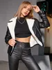 Frauen Jacken 2023 Mode Frauen Herbst Winter Fleece Gefüttert Zip Up Revers PU Leder Moto Jacke Mantel Streetwear 230922