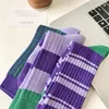 Skarpetki dla kobiet kontrastujące kolory Purple Gradient Kolor Osobowość Podwójna igła Wszech-Mężczyźni mężczyźni Pure Cotton Sport