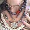 Chokers Natural Hera Silk Knutted Moonstone Statement Coin Necklace Pendant Jewelry Gift Party Collares Para Mujer Accessories 230921