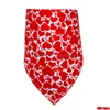 Hundebekleidung Valentinstag Hunde Bandana mit Herz- und Liebesdesign Dreieckslätzchen Haustier Schal Zubehör für rote Lippen 5351 Q2 Drop Deliv Dhrmk