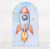 Party Decoration Ytter Space Rocket Arch Cover PO BACKDROP Baby Shower Födelsedag dubbelsidig POGRAFI BAKGRUNDT STUDIO