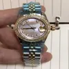 Kvinna titta på högkvalitativt datum armbandsur mekanisk automatisk rörelse rostfritt stål band klockor 36mm hårda glas diamanter be271i
