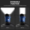 Lampy głowicy Boruit B13 LED Reflektor 1200LM 4-trybowe reflektor zoom do ładowania 18650 Bank Power Waterproof Torch do kempingu HKD230922