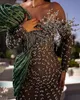 Aso Ebi 2023 Arabic Dark Green Mermaid Prom Dress Crystals Luxurious Evening Formal Party Second Reception Birthday Engagement Gowns Dresses Robe De Soiree ZJ35 es