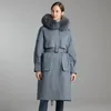 Mulheres pele falsa roupas de inverno casaco feminino gola natural com capuz rex coelho feminino quente longo mulher parkas 22299 230921