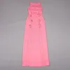 Maxi Long Women Lady Sexy Cutout Pink Bandage Dresses Street Style Designer Model Party Paris Show Runway Dress CJ5530