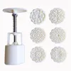 Baking Moulds (50g) Plastic DIY Stamps Round Flower Moon Cake Mold Mould Pastry Mooncake Tools Silicone Molds For Kitchen