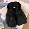 Parkas femininas para baixo CRRIFLZ Novas mulheres outono inverno gola de pele manga comprida cor sólida cordão parka para senhoras moda com capuz chique casaco quente j230922