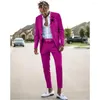 Mäns kostymer sommar 2 stycken strand casual groomsmen bröllop tuxedos för man hack lapel formell prom compuume homme (jacka byxor)