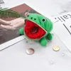 Plush Keychains 20st/Lot Frog Wallet Coin Purse Keychain Anime Plush Frog Cartoon Flannel Wallet Key Holder Cosplay Toy School Prize Passe 230922