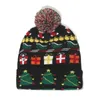 LEDクリスマスニット帽子の子供大人サンタクロース雪だるまのトナカイエルクフェスティバル帽子XMASパーティーギフトキャップファッションデザイナー帽子男性と女性のビーニーQ111