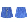 Shorts Männer Frauen 1 Qualität Streetwear Mesh Muster Reithose Orange Blau Gelb Kordelzug