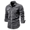 Chemises décontractées pour hommes Qualité Chemise en coton à simple boutonnage Business Mode Solide Corduroy Hommes Automne Robe Slim