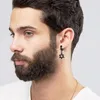 Pendientes colgantes con forma de círculo cruzado de Estrella de David negra para hombre, aretes de acero inoxidable, joyería masculina judía perfecta para cualquier ocasión, 220w