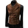 Gilet da uomo Vintage in pelle scamosciata rossa Gilet da uomo 2023 Gilet doppio petto di marca Casual Slim senza maniche Steampunk Gilet Homme 3XL