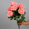 Dekorativa blommor Rose Flower Artificial Bouquet Silk Red Home Party Bridal Wedding Decor