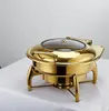 Servis uppsättningar Factory Direct Sale Buffet Stove Luxury All Gold Four Legged Chafing Dish Electric Use Fuel 6L/9L