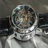 WINNER Watch Vintage Skeleton Transparent Wheel Gear Totem Sport Military Watches Leather Band Mechanical Automatic Wristwatch266n