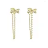 Dangle Earrings Bow Tie Charm Earring With Chain Tassel Long For Women Lady Ribbon 925 Sterling Silver Wholesale Er Jewelry