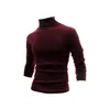 Pulls pour hommes Couleur unie Tendance Casual Col roulé Pull en cachemire Slim-Fit Pull Bas Tricot pour hommes avec chaud à l'intérieur S-2XL