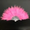 10 Colors Folding Feather Fan Party Decoration Hand Held Vintage Chinese Style Dance Wedding Craft Downy Feathers Foldable Dancing Fans Halloween Feather Fan JJ 9.22