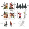 Dekorativa föremål Figurer Led Harts Christmas Village Ornament Set Decoration Santa Claus Pine Needles Snow View House Holiday Gift Home Decor 230922