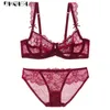 BRAS SETS 2020 NYA LACE BH SET TRANSPARENT PLUS STORLEK C D CUP Underkläder Kvinnor Ultratin Sexig underkläder Set Black Brand BH och Panty Set Q230922