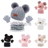 Beanie/Kafatası Kapakları 3pcs Bebek Şapka Eşarp Kış Örgü Pamuk Türük Kapağı Çocuklar İçin Erkek Kız Bebek Kılavuzu Bonnet Eşarp Set Sıcak Aksesuarlar X0922