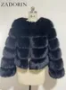 Women's Fur Faux Fur ZADORIN Mantel Bulu Rubah Palsu Lengan Panjang Mode Musim Dingin Wanita Mantel Bulu Hangat Tebal Pakaian Luar Jaket 230922