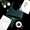 Conjuntos de sutiãs Ysansca 2 peças conjunto de sutiã floral mulheres sutiã de renda + calcinha transparente lingerie conjunto 2022 primavera senhoras sexy roupa interior q230922